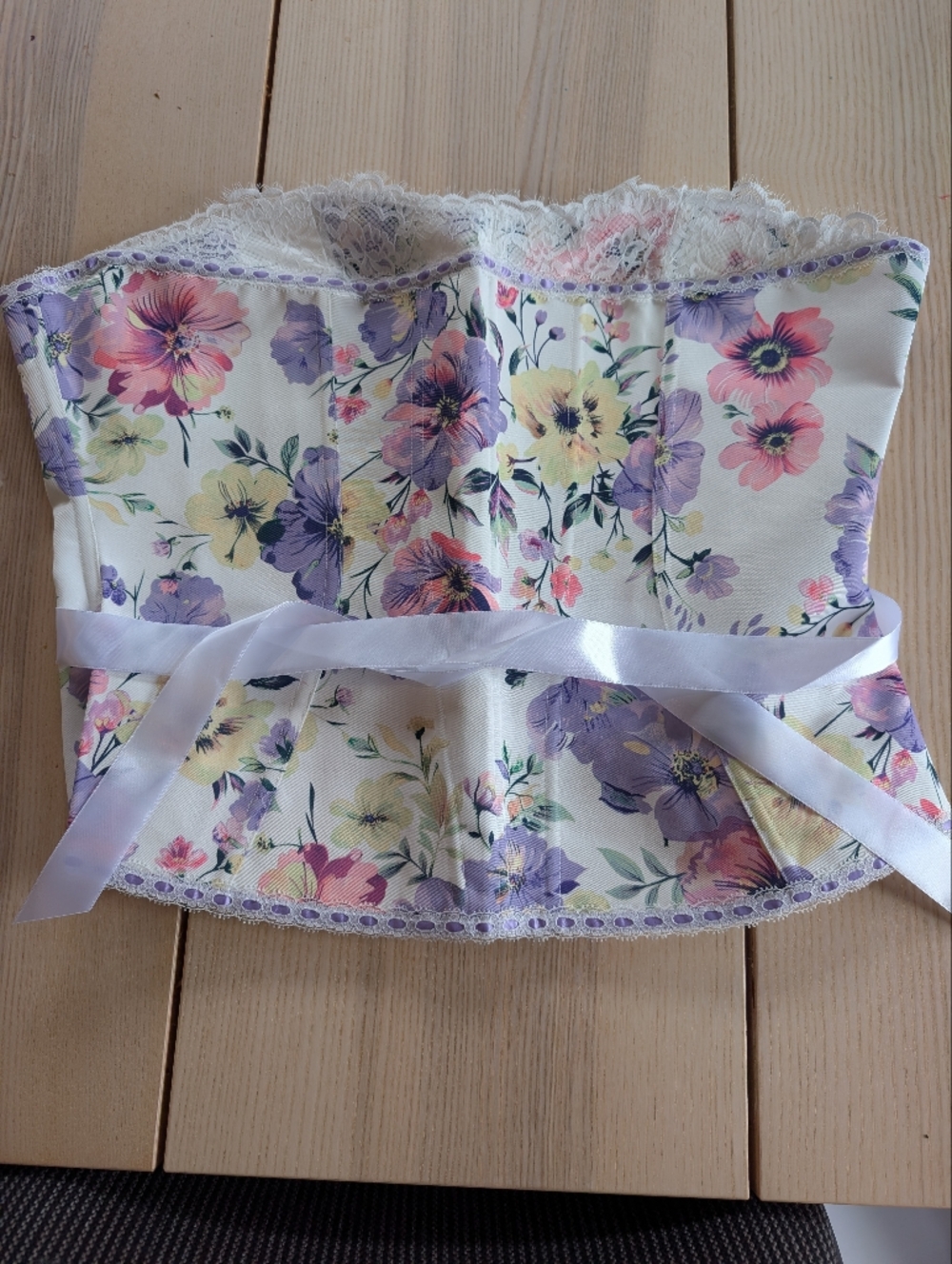 Adore Me White Floral Corset Top In Pastel Floral